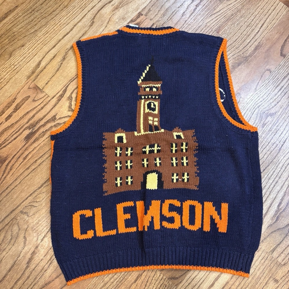 Vintage Bellepointe Clemson Tigers Knit Sweater Vest Large Collegiate Novelty - Picture 2 of 9